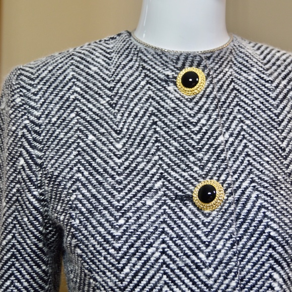 St. John by Marie Gray Herringbone Cashmere Blend Jacket  πΊπΈ US made - Picture 9 of 14
